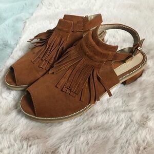 Topshop brown fringe suede sandals